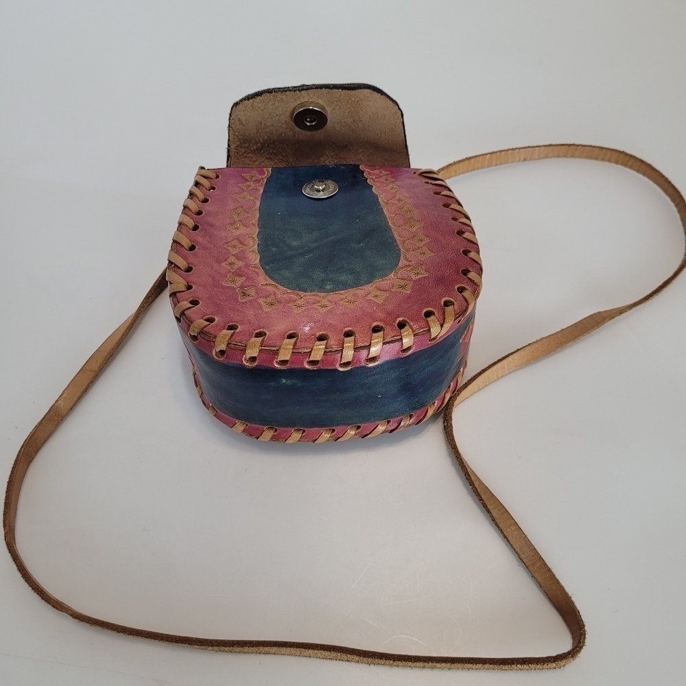 Handmade boho vintage mini leather satchal bag - Picture 5 of 5